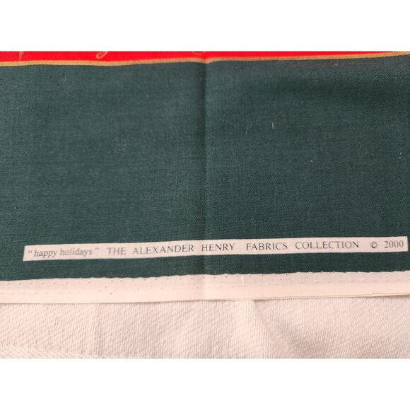 Vtg. 2000 Alexander Henry Happy Holidays Christmas Holly Cotton Fabric 3.4 Yds. - Picture 4 of 7